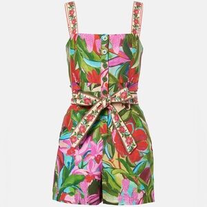 Farm Rio Jardin De Reve Floral Tie-Waist Romper